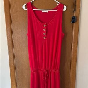 Zenana Red Button-Detail Romper